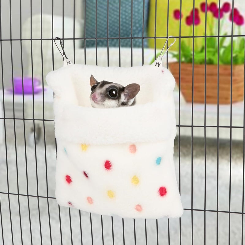 Reshiho Sugar Glider Sleeping Pouch Bag, Warm Hamster Hammock Pouch Sack Small Pet Hanging Bed for Hamster Rat Hedgehog Squirrel and Other Small Animal (White) - Image 5